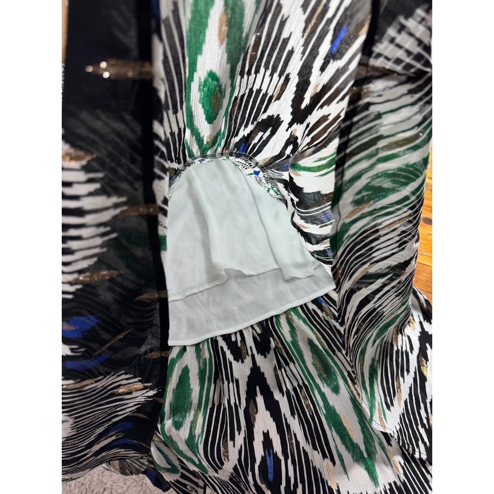 Chicos Ikat Clip Dot Maxi Dress Geo Print V Neck Long Sleeve Tiered Boho 1P/8P - Picture 12 of 14